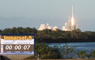 SpaceX Falcon 9 launches Inmarsat's I-5 F4 satellite. And the countdown clock is counting UP! Photo: Howard Slutsken